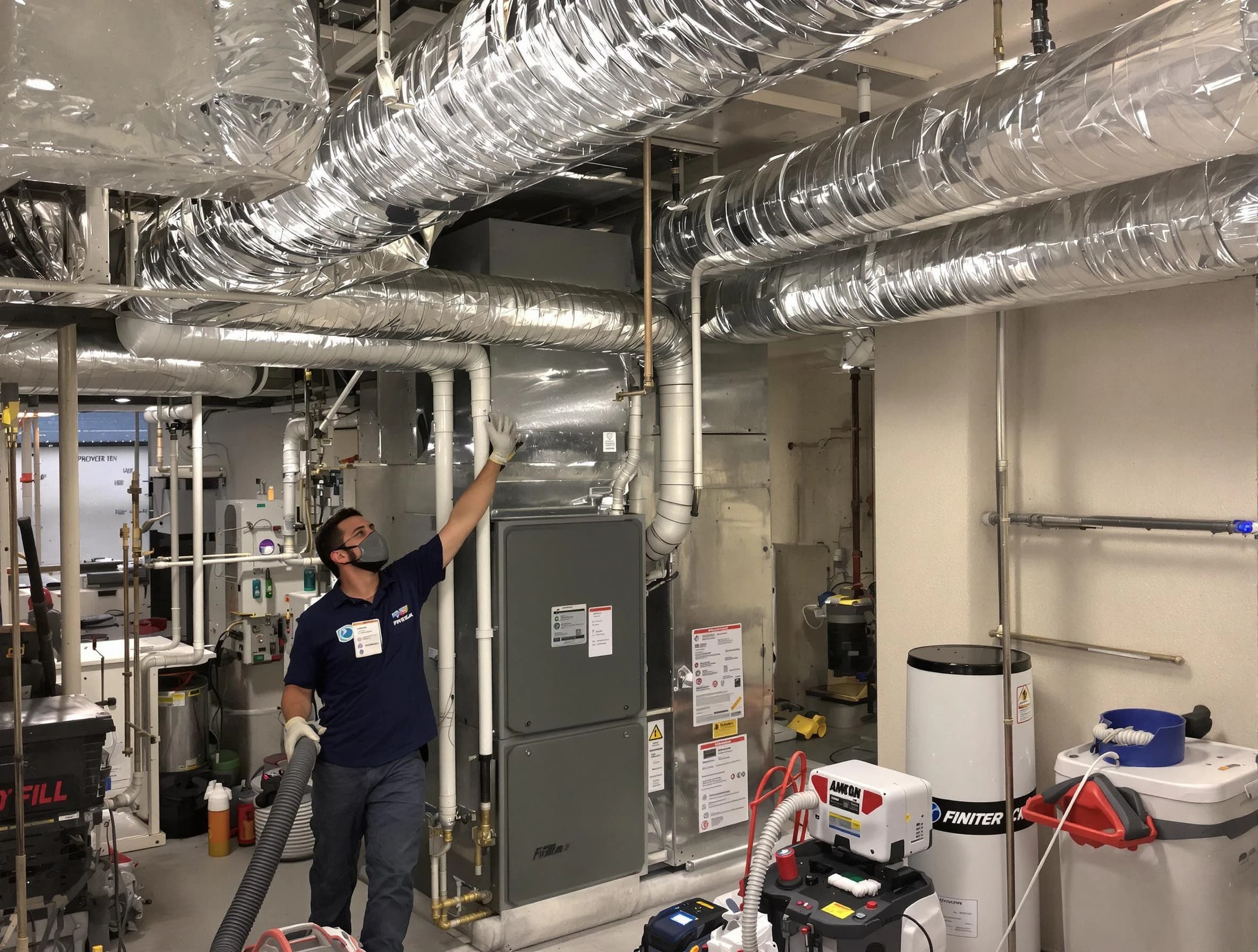 Costa Mesa Air Duct Cleaning specialist performing thorough furnace duct cleaning in a Costa Mesa residence